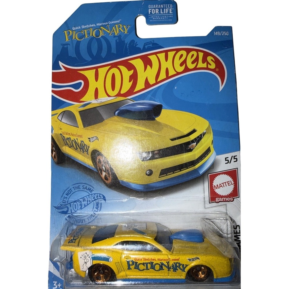 Hot Wheels 2021 Mattel Games Pictionary 10 Pro Stock Camaro Yellow 149/250 GRY72